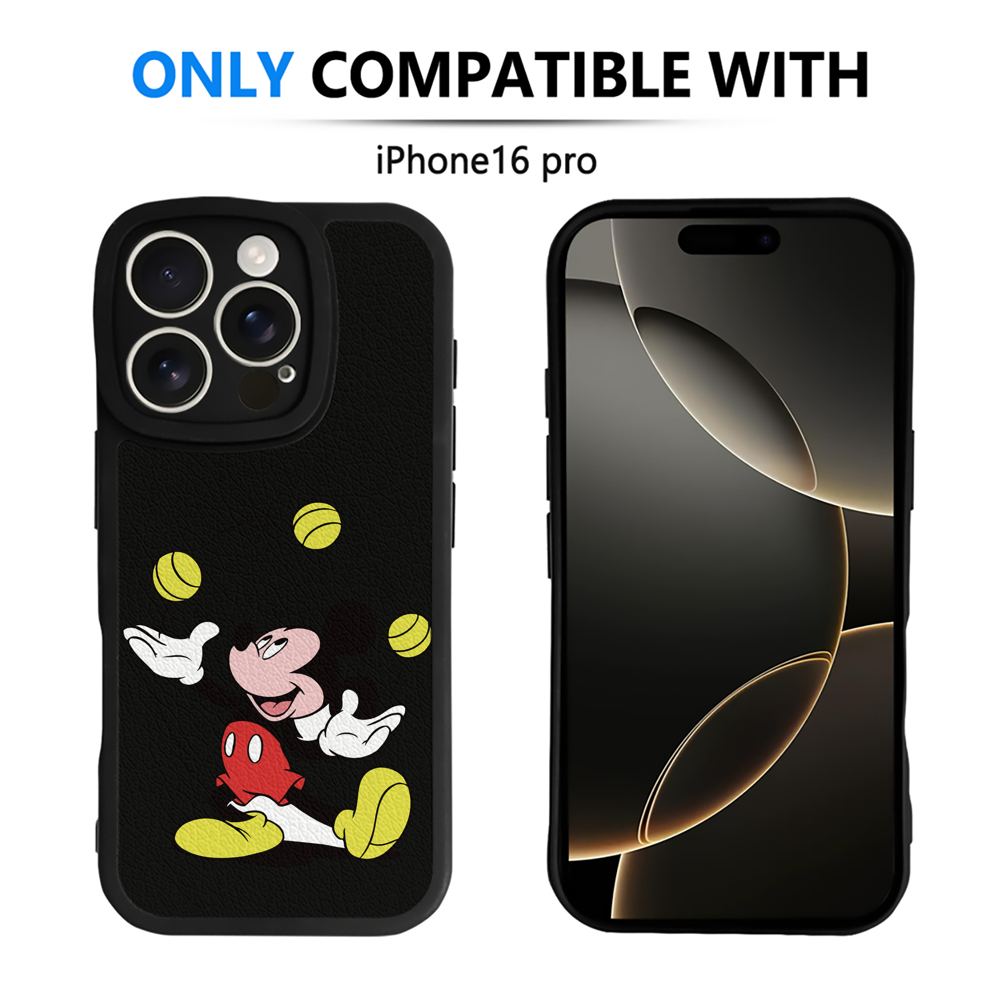 （画像用） ミッキーマウス Mickey Mouse 【iPhone 16シリーズ対応】シリコンスマホケース（レザー調） 材質：シリコン